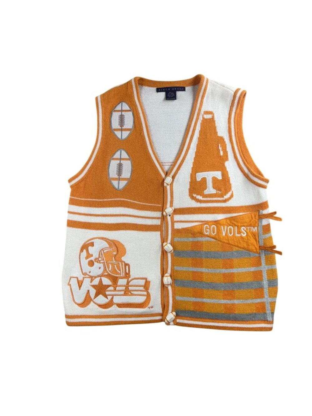 Vintage Tennessee Volunteers Sweater Vest Men Large Football Birch Bros Knit